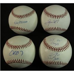 Lot of (4) Signed OML Baseballs With Arroyo, Renteria, Zimmer & Young (GA COA)