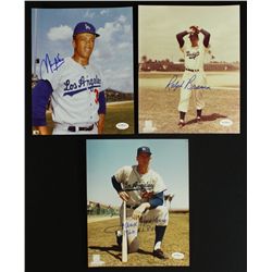 Lot of (3) Signed Dodgers 8x10 Photos: Maury Wills, Ralph Branca & Frank Howard (JSA)