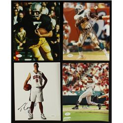 Lot of (8) Signed Sports Photos: Warren Spahn, Joe Theisman, Bill Walsh (JSA ,GA)