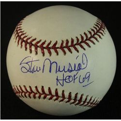 Stan Musial Signed OML Baseball: PSA Graded 8: Inscribed "HOF 69" (PSA COA)