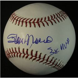 Stan Musial Signed OML Baseball: PSA Graded 8.5: Inscribed "3x MVP" (Musial Hologram & PSA COA)