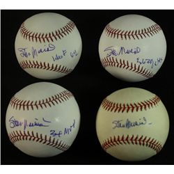 Lot of (4) Stan Musial Signed Baseballs: PSA Graded: With Inscriptions (Musial Hologram & PSA COA)