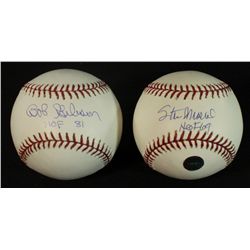 Lot of (2) Cardinals HOF Signed Baseballs: Stan Musial & Bob Gibson (PSA)