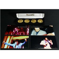 Elvis Presley Collectible Coin Set of (4) From Harrah's Casino: With (4) Elvis Concert Photos