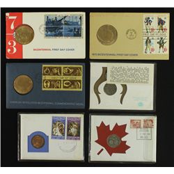 Lot of (6) First Day Issue Covers With Coins in Each