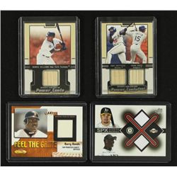 Lot of (4) Game-Used Memorabilia Baseball Cards Including Barry Bonds