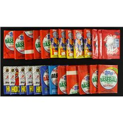 Lot of (25) Unopened Vintage Wax Sports Card Packs: Baseball, Football, Hockey