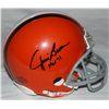Image 1 : Jim Brown Signed Browns Mini Helmet: Inscribed "HOF 71" (Mounted Memories COA)