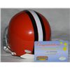 Image 2 : Jim Brown Signed Browns Mini Helmet: Inscribed "HOF 71" (Mounted Memories COA)