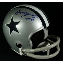 Roger Staubach Signed Cowboys Mini Helmet: Inscribed "HOF 85" (Mounted Memories COA)