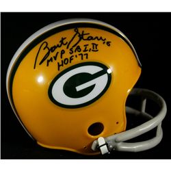 Bart Starr Signed Packers Mini Helmet: Inscribed "MVP SB I,II" & "HOF '77" (Mounted Memories COA)