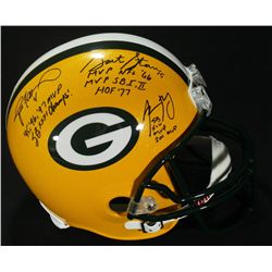Aaron Rodgers, Brett Favre & Bart Starr Signed & Inscribed Packers Full-Size Helmet (Favre/Steiner)