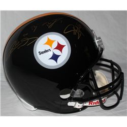 Ben Roethlisberger, Hines Ward & Troy Polamalu Signed Steelers Full-Size Helmet (Mounted Memories)