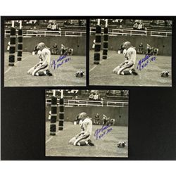 Lot of (3) Y.A. Tittle Giants 8x10 Photos: Inscribed "HOF 1971" (Steiner COA)