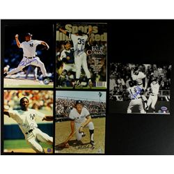 Lot of (5) Signed Yankees Legends Photos with Clemens, Lyle, Wetteland, Rivers, Blomberg (PA LOA)
