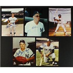 Lot of (5) Signed Yankees Legend Photos with Bob Lemon, Gaylord Perry, Don Baylor (PA LOA)