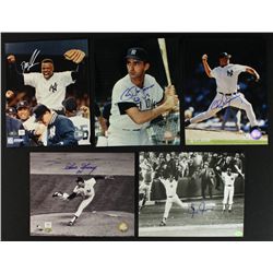 Lot of (5) Signed Yankees Legend Photos with Roger Clemens, Goose Gossage, Doc Gooden (COA)