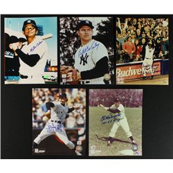 Lot of (5) Signed Yankees Legend Photos with Sparky Lyle, Gil McDougald, Bob Turley (COA)