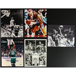 (5) Signed NBA Legend 8x10 Photos with Walt Frazier, Bill Walton, Robert Parish (COA)