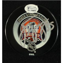 Jean-Sebastien Giguere Signed 2003 Stanley Cup Finals Logo Puck (Online COA)