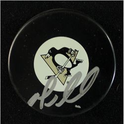 Mario Lemieux Signed Penguins Logo Puck (GA COA)