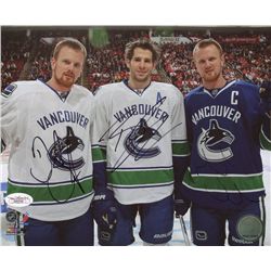 Ryan Kesler, Daniel Sedin & Henrik Sedin Signed Canucks 8x10 Photo (JSA COA)