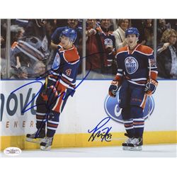 Ryan Nugent-Hopkins & Taylor Hall Signed Oilers 8x10 Photo (JSA COA)