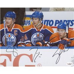 Shawn Horcoff, Ryan Nugent-Hopkins & Taylor Hall Signed Oilers 8x10 Photo (JSA COA)