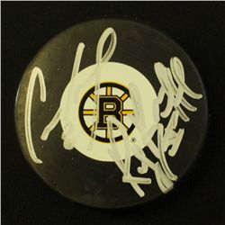 Ray Bourque & Cam Neely Signed Bruins Logo Puck (GA COA)