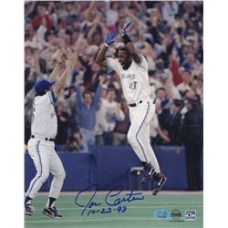 Joe Carter Signed Blue Jays 8x10 Photo: Inscribed "10-23-93" (MAB COA)