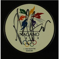 Patrick Roy Signed 1998 Olympic Logo Puck (JSA COA)