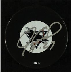 Jeremy Roenick Signed Sharks Logo Puck (JSA COA)