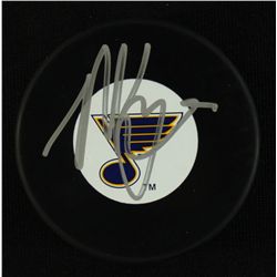 Paul Kariya Signed Blues Logo Puck (JSA COA)