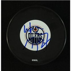 Wayne Gretzky Signed Oilers Logo Puck (JSA COA)