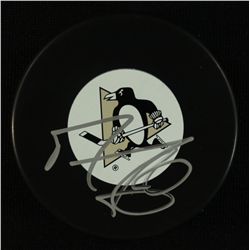 Marc-André Fleury Signed Penguins Logo Puck (JSA COA)