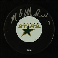 Mike Modano Signed Stars Logo Puck (JSA COA)