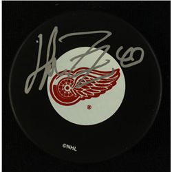 Henrik Zetterberg Signed Red Wings Logo Puck (JSA COA)