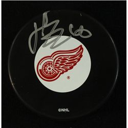 Henrik Zetterberg Signed Red Wings Logo Puck (JSA COA)