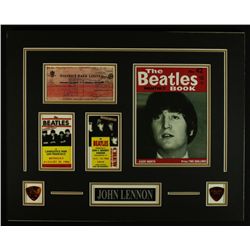 John Lennon of "The Beatles" 16x20 Custom Display Piece with Signed Check Copy