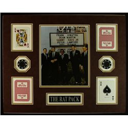 Rat Pack 16x20 Custom Display with Authentic Sands Casino Cards & Chips