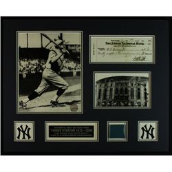 Babe Ruth Custom Matted Display Piece with Seat from Yankees Stadium and Check Copy (Steiner LOA)