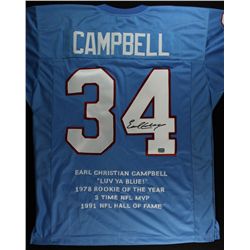 Earl Campbell Signed Oilers Stat Jersey (AAA COA)