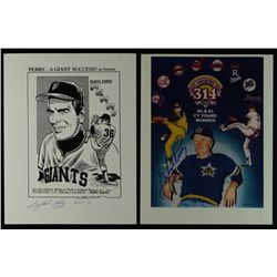 Lot of (2) Gaylord Perry Signed Baseball Photos: (1) Inscribed "HOF 91" (JSA COA)