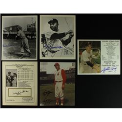 Lot of (5) Signed Baseball Photos: Perry, Wynn, Ford, Leonard, Dandridge (JSA LOA)