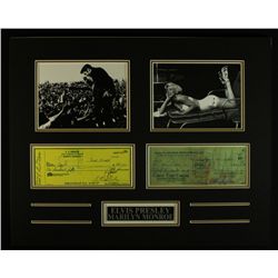 Marilyn Monroe & Elvis Presley Signed 16x20 Check Copy Display