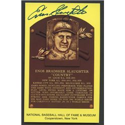 Enos Slaughter Signed Cardinals Gold HOF Postcard (AR COA)