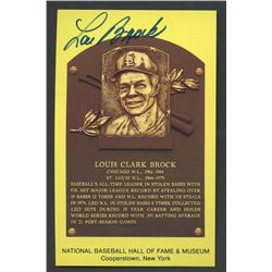 Lou Brock Signed Cardinals Gold HOF Postcard (AR COA)
