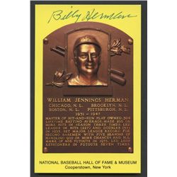Billy Herman Signed Cubs Gold HOF Postcard (PSA COA)