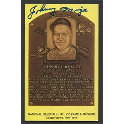 Johnny Mize Signed Gold HOF Postcard (AR COA)