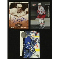 Lot of 3 Hockey Autographed Inserts Including: Clark Gillies, Ron Francis & Felix Potuin